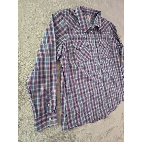 Wrangler Western Plaid Long Sleeve Snap Front Shirt XXL Mens Pearl Snap - Picture 3 of 8